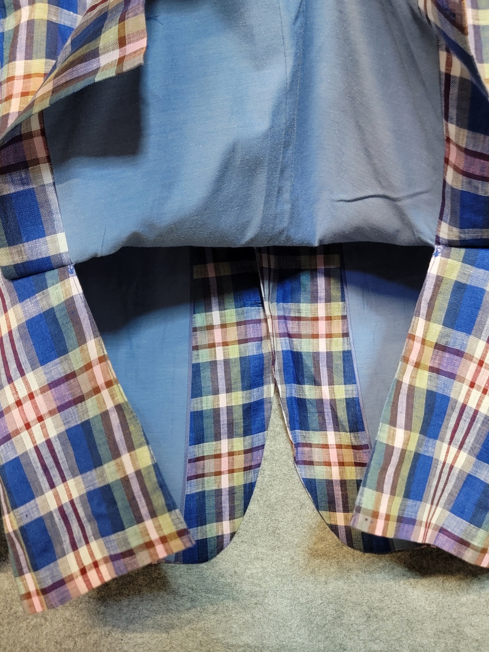 TALLIA Slim Fit Blue Multi-Color Plaid 100% Linen Sport Coat 42R - Picture 6 of 16